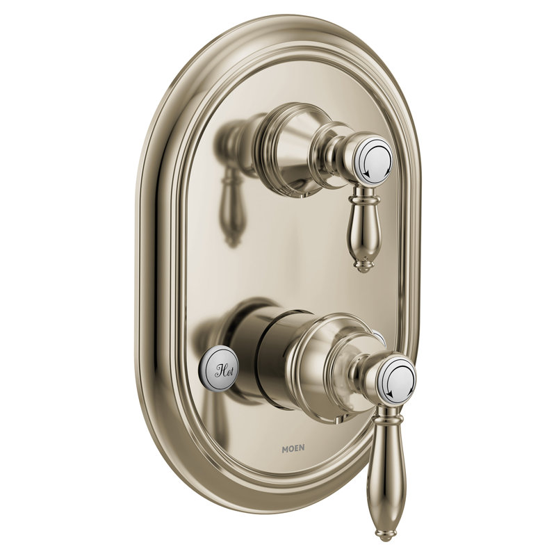 Garniture de douche à 2 poignées Weymouth M-CORE 3-Series avec valve de transfert intégrée, valve requise, Nickel poli