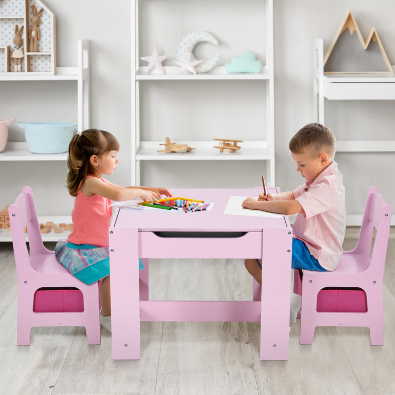 Kids Square Play/Activity Table and Chair Set, PInk