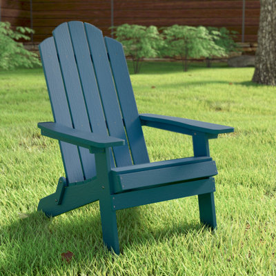 Loganne All Weather Outdoor HIPS Plastic/Resin Folding Adirondack Chair Fire Pit Chairs Oversized Patio Chair by Rosecliff Heights