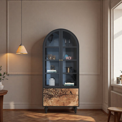 Vitrine en bois massif pour salon