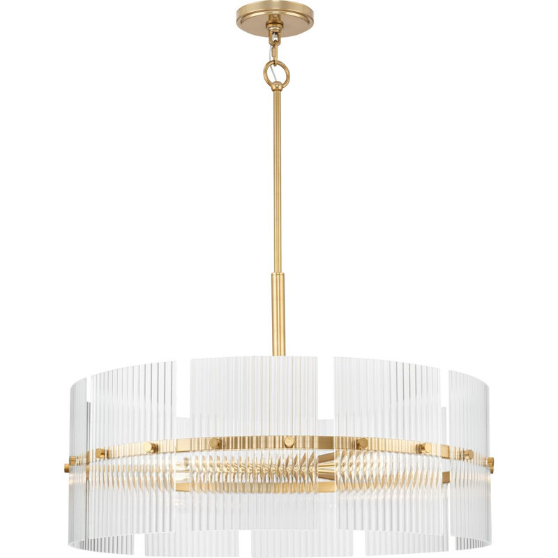 Six-Light Contemporary Chandelier, Soft Gold