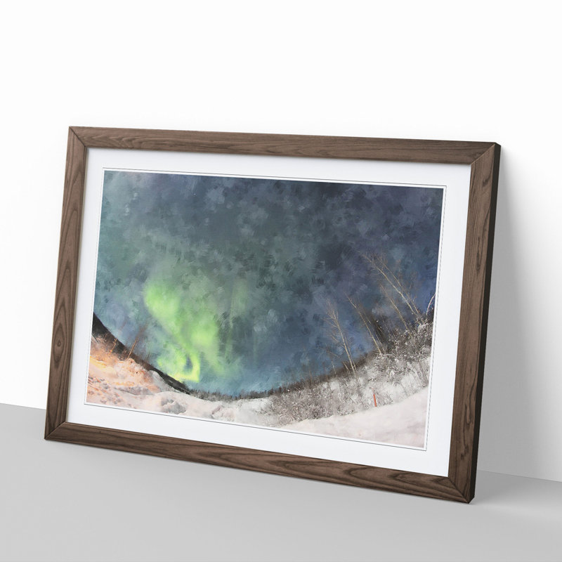 The Northern Lights - Picture Frame Graphic Art, Walnut Framed, 27cm H x 36cm W x 2cm D