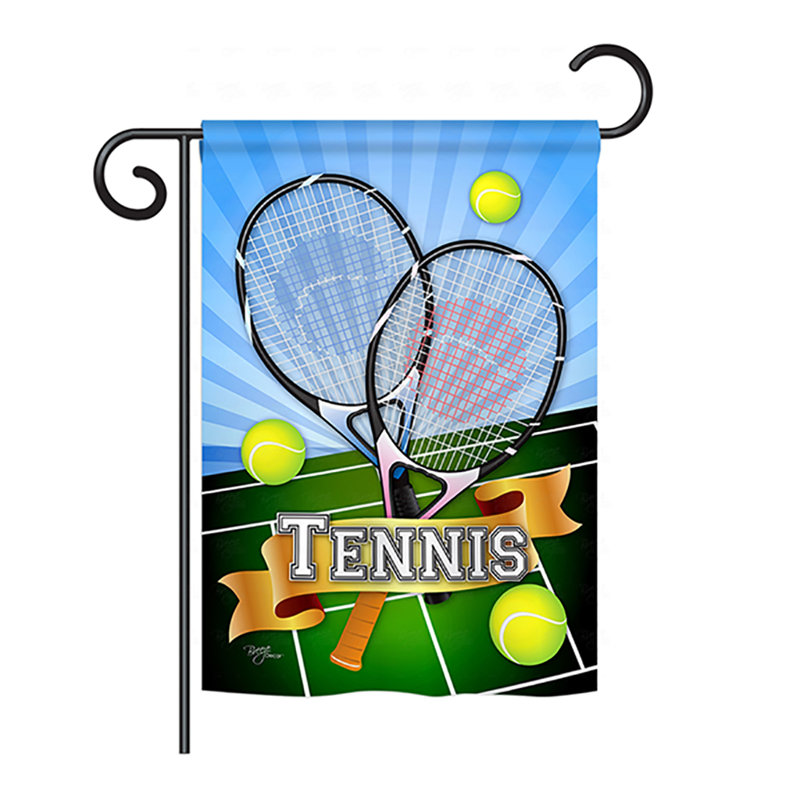 Drapeau tennis maison / jardin en polyester 2 faces, H 40 po x l 28 po