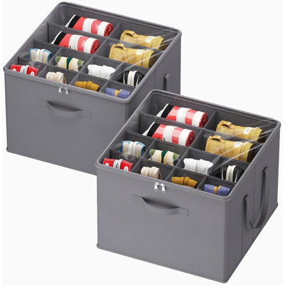 Shoe Storage Organizer For Closet, Fits 12-16 Pairs, Large Shoe Box Storage Containers With Clear Cover And Reinforced Handles, Foldable Storage Bins Fit For Boots Heels Sneakers, 2 Pack Gray
