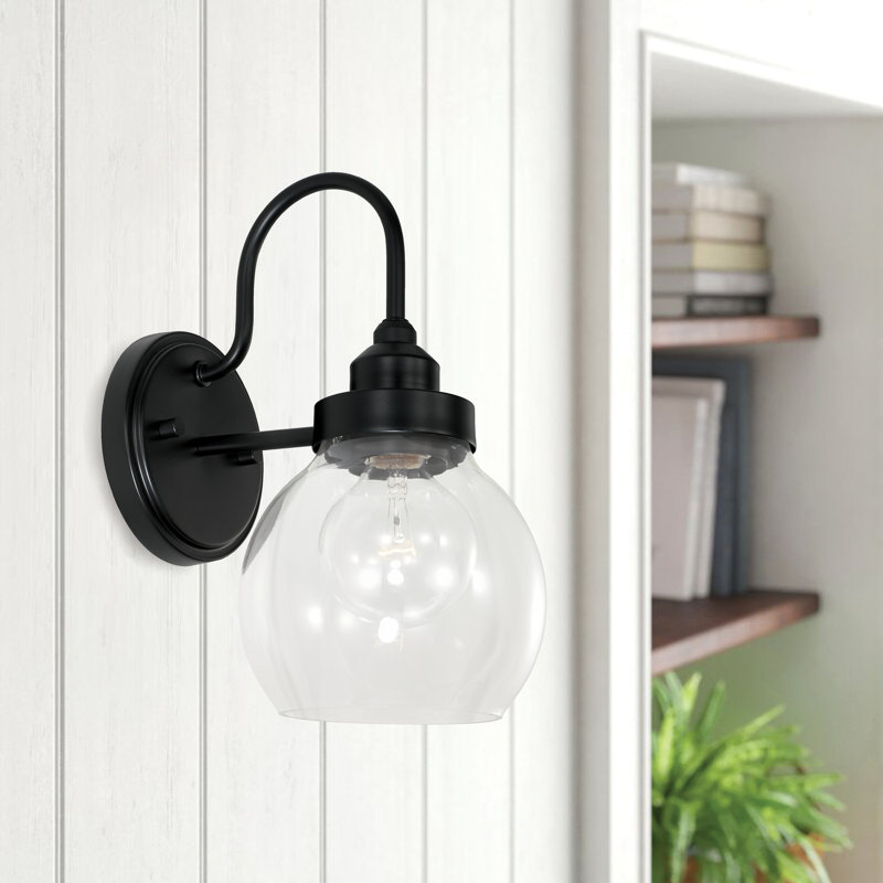 Glass Armed Sconce, Black