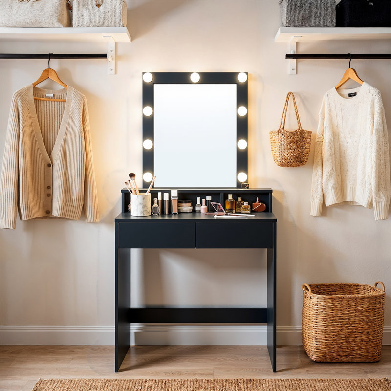 Atila Dressing Table with Mirror, Black