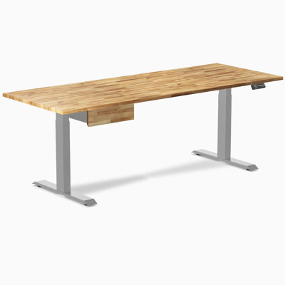 Bureau double debout en bois franc avec tiroir - Pheasantwood / 80 x 30 pouces / Gris sidéral