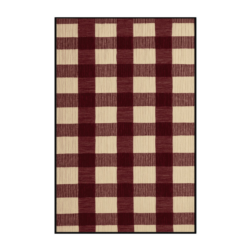 Tapis rouge à carreaux lavable à la machine, Rectangulaire 8 pi x 12 pi