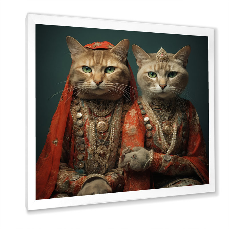 Chats à la mode rétro sur toile, H 30 po x l 30 po x P 1 po, Cadre simple blanc
