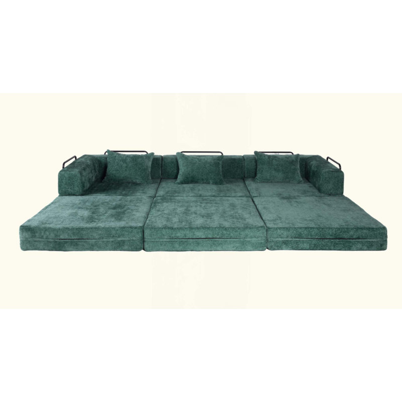 Canapé à compression, canapé-lit convertible au sol avec structure de forme fixe, canapé modulaire désossé, aucun assemblage requis, tissu chenille, pour la chambre du salon
