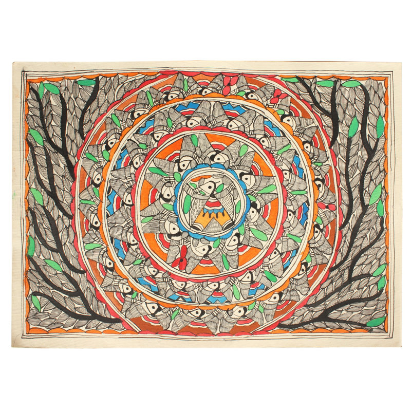 Peinture Mandala | Art Madhubani | Couleurs naturelles sur papier fait à la main