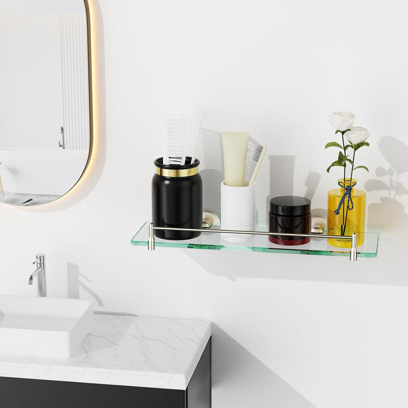 Glass Shelves For Bathroom, 1.6" H x 15.75" W x 4.7" D
