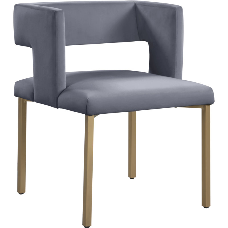 Fauteuil en velours Caleb, Velours gris, Or brossé
