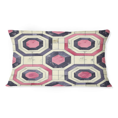 Coussin lombaire rose et beige Midcentury I