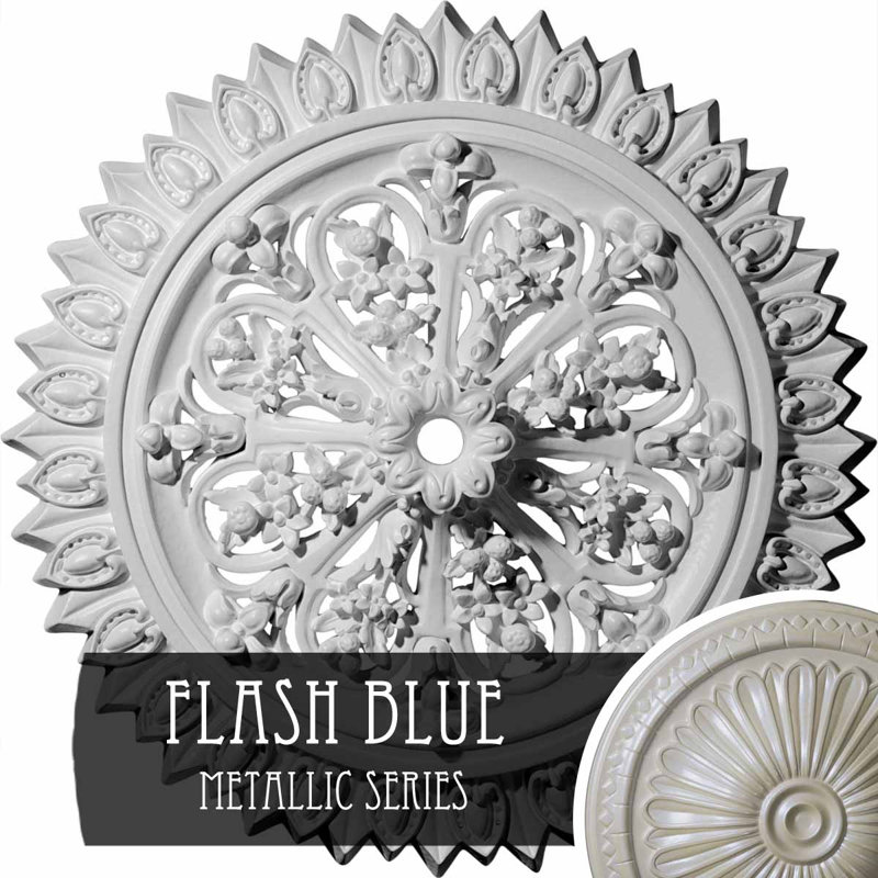 Médaillon de plafond Endurathane Lariah, 24 3/4 po de diamètre extérieur 1 3/8 po x P 3 1/4 po (convient aux auvents jusqu'à 1 3/8 po), fini bleu flash peint à la main