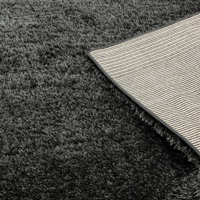 Natonia Shiny Shaggy Charcoal Area Rug, Rectangle 200 x 290cm