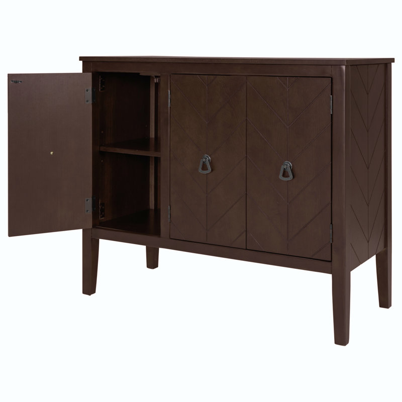 Edford 3 - Door Accent Cabinet,Antique Wooden Cabinet with Adjustable Shelf, Brown