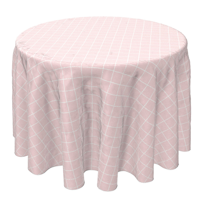 Round Checkered Cotton Twill Tablecloth