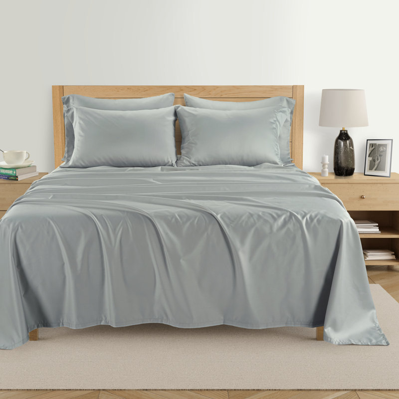 Ensemble de draps 6 pièces Kathy Ireland, Platinum Silver, Ensemble de draps pour très grand lit