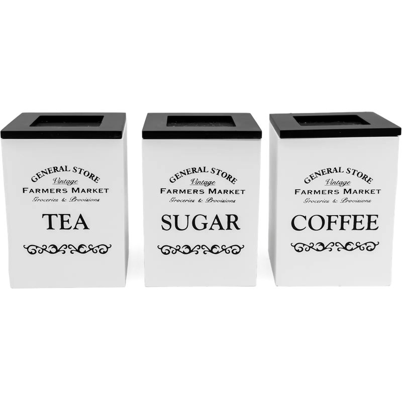 Manufactured Wood Jar - Set of 3, White