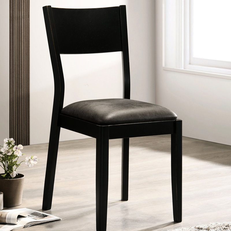 Lot de 2 chaises de salle à manger de style moderne du milieu du siècle, noires et grises, en bois massif, avec dossier incliné. Ces chaises élégantes, au design bicolore noir et gris, s'intègrent parfaitement à tous les intérieurs.