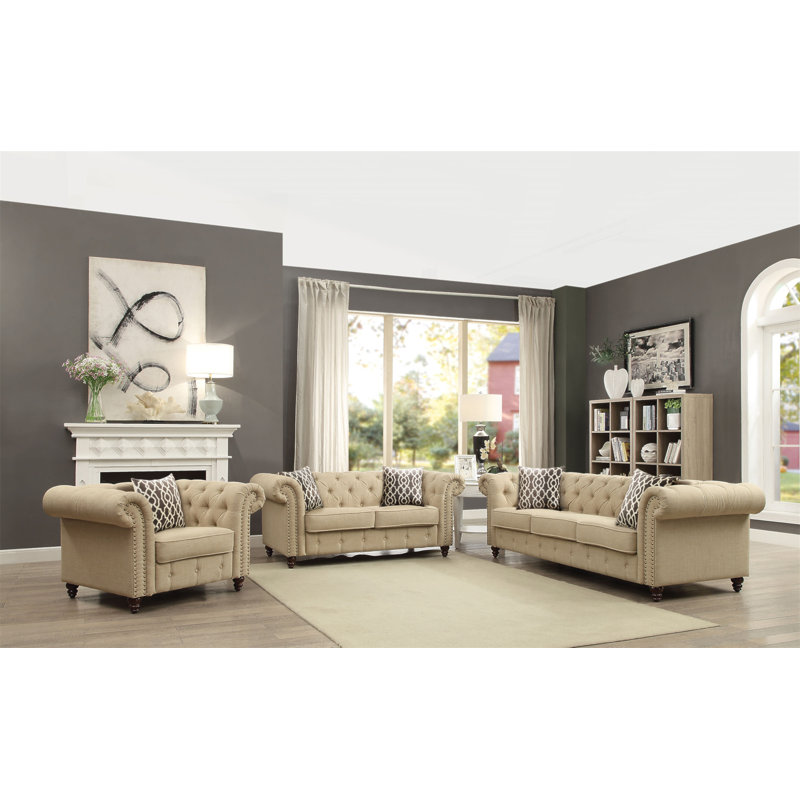 Largeur de 45 po Bryceson, 100 % lin beige