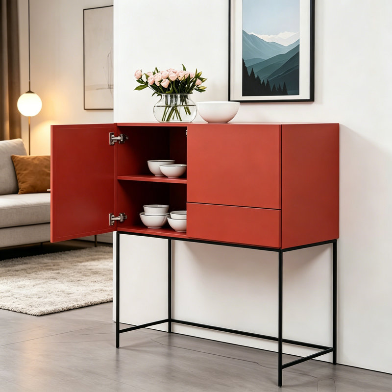 Armoire d'entrée italienne minimaliste, Rouge