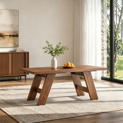 71" Wood Grain Rectangular MDF Dining Table, Double-Panel Outward-Sloping Legs, Seats 6–8 People for Dining Room, Office & Multi-Space Use
