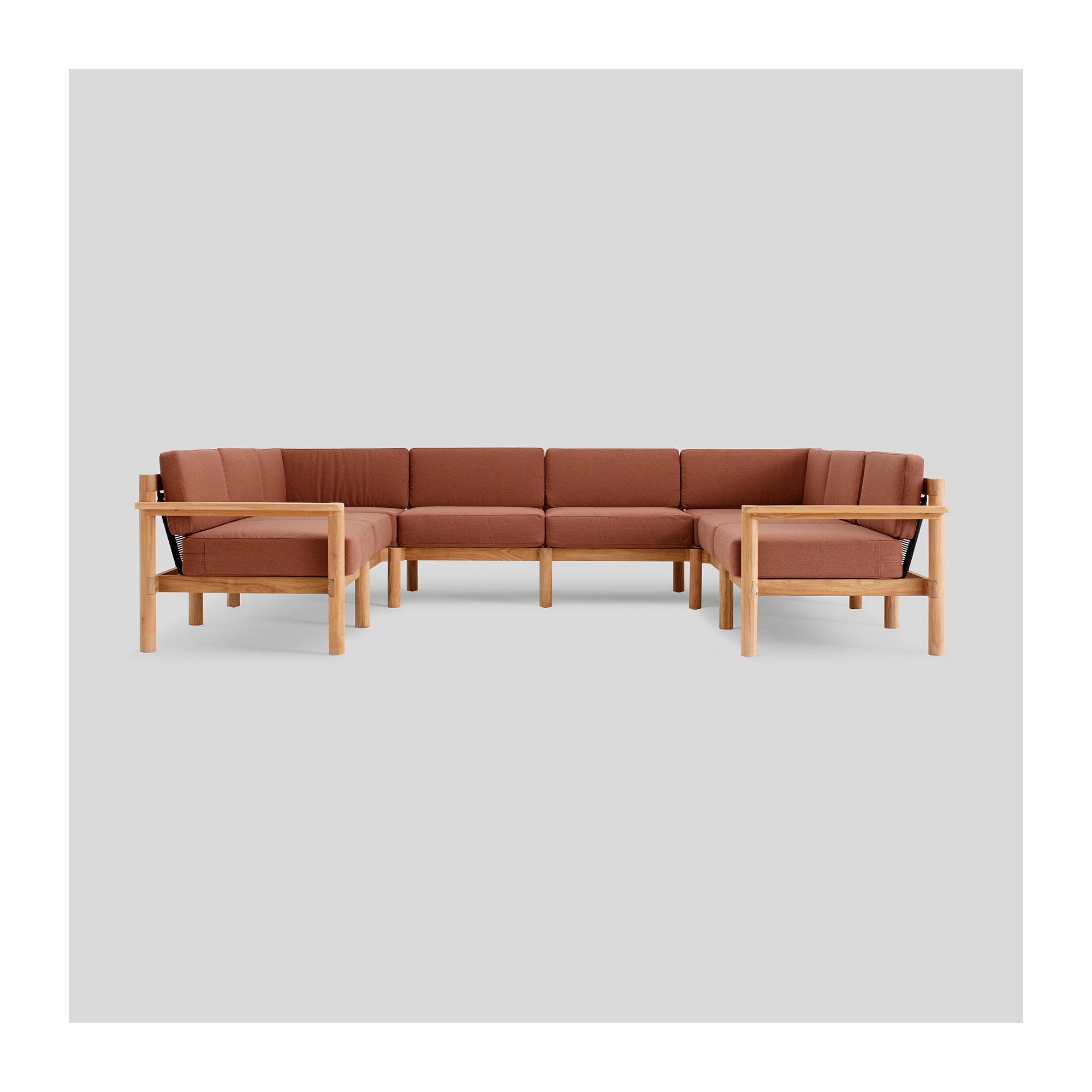 Haven 116'' Wide U-Shaped Patio Sectional with Sunbrella® Cushions, Sunbrella Rust, 8