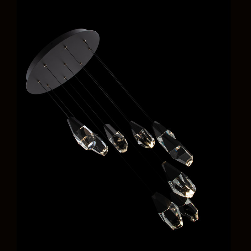 Martini 9 Light LED Multi-Light Pendant, Black, Clear Optic Crystal