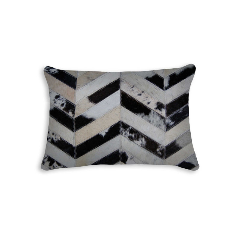 12" x 20" Tricolor Chevron Cowhide Throw Pillow