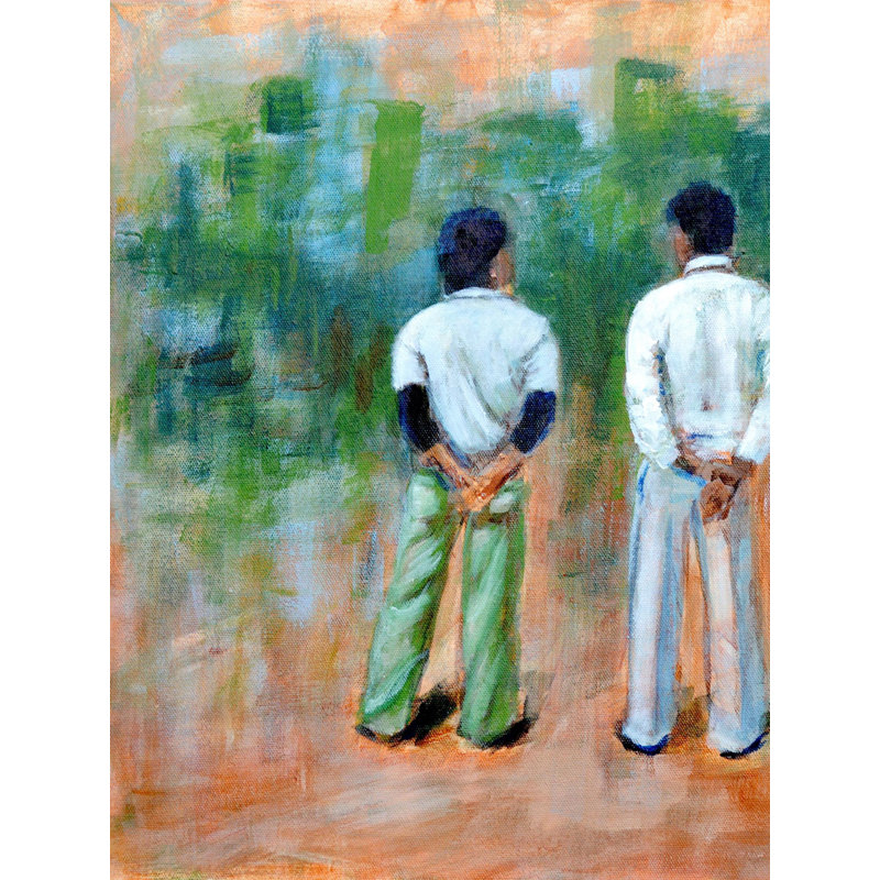 Trois hommes à l'aise | Acrylique sur toile | Par Usha Shantharam