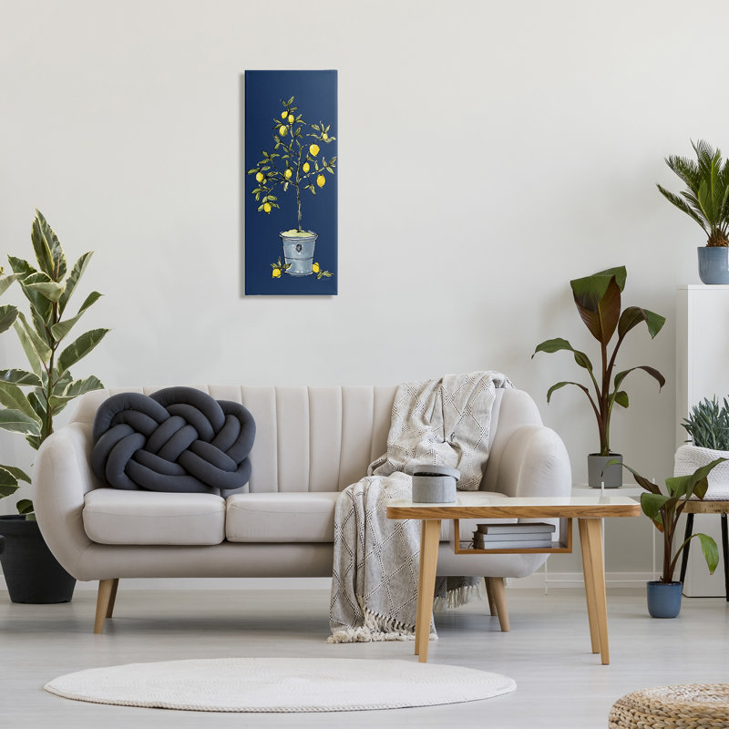 Art mural citron citronnier par Anne Tavoletti, H 30 po x l 13 po