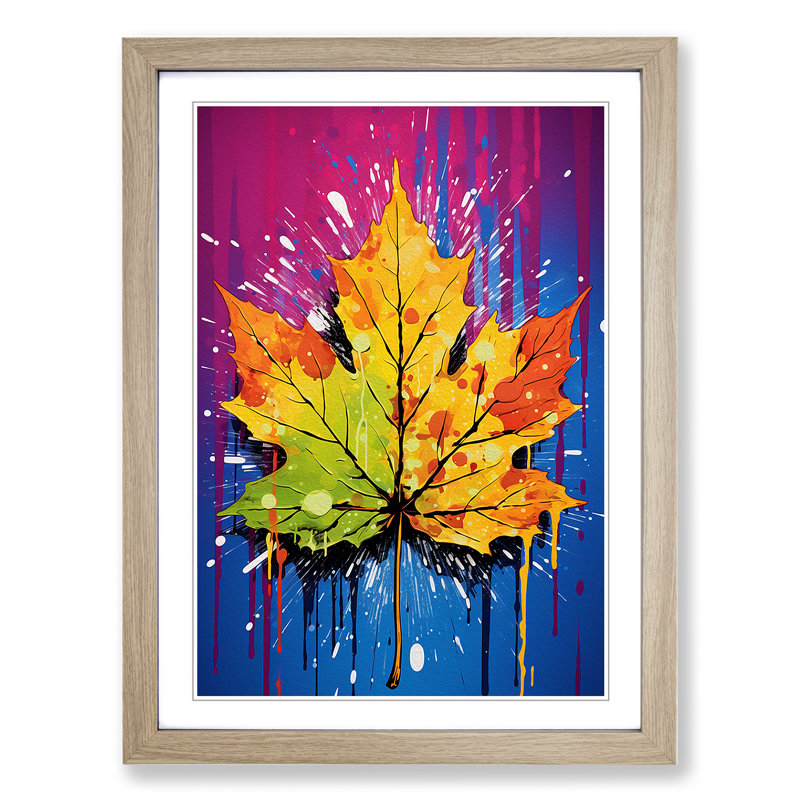 Leaf Pop - Framed Print, 46cm H x 34cm W x 2cm D, Oak