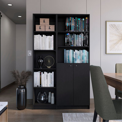 Black Living Room Bookcase : Stylish & For 2 Slim 2-Door Bookcases Home Interiors