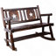 Chaise berçante d'extérieur double en bois carbonisé pour 2 personnes avec siège large et courbé