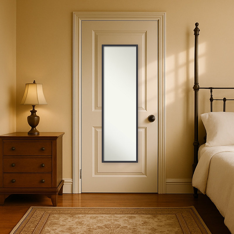 Miroir de porte en bois non biseauté, cadre noir Phoebe - miroir pleine longueur, miroir mural, Noir Edith
