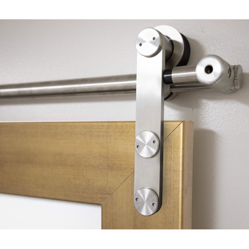 Miroir de porte de grange en bois Alzena, 30,5 po x 59,5 po, Or