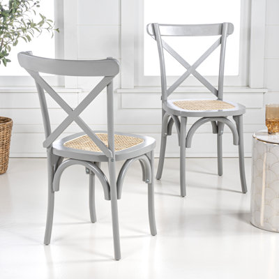 Chaises de salle à manger en bois d'acajou massif gris Cassis