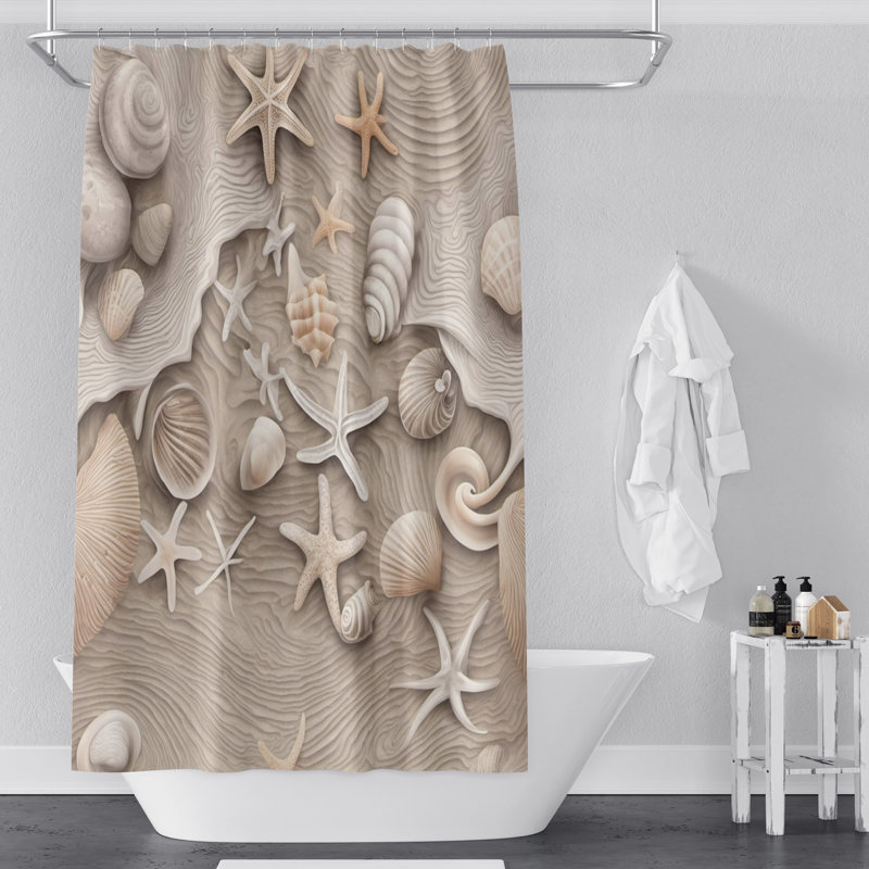 Rideau de douche Arisbel, L 70 po x L 93 po, Beige Lined Sand