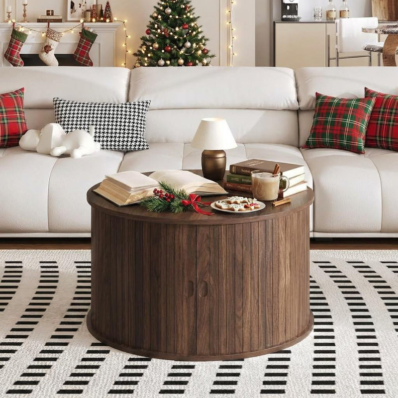 Coffee Table with Storage, Oak Wood