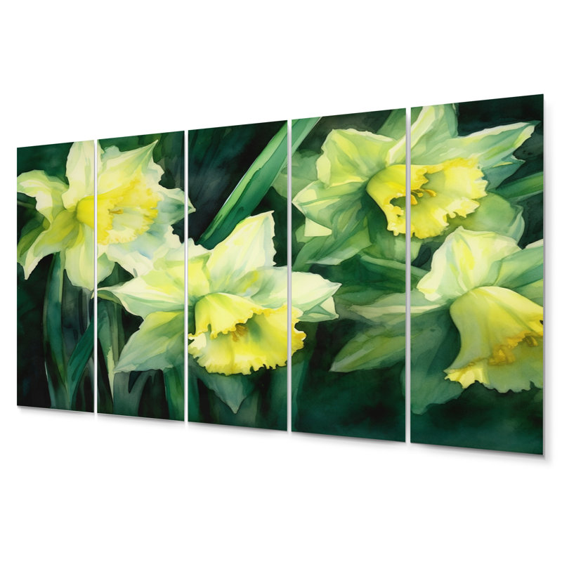 Ensemble de salon art mural jaune et vert avec jonquilles Natures Impression