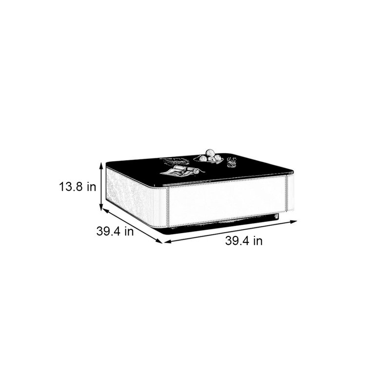 Table basse italienne, H 13,8 po x L 39,4 po x l 39,4 po