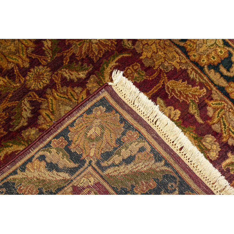 Hand-Knotted High-Quality Red and Blue Area Rug, Rectangle 4'1" x 6'1"