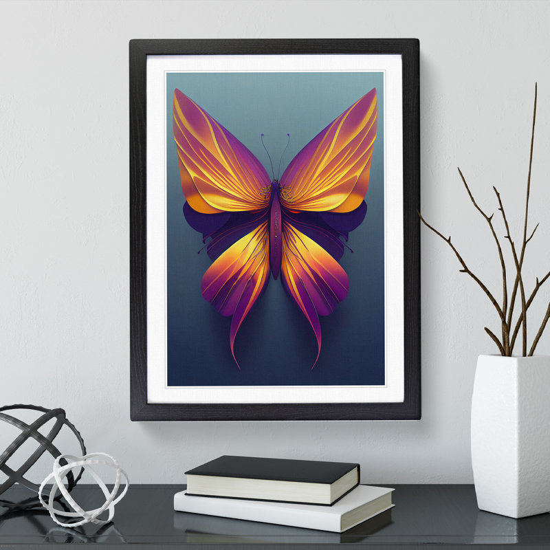 Beautiful Butterfly - Single Picture Frame Print, 46cm H x 34cm W x 2cm D, Black Framed