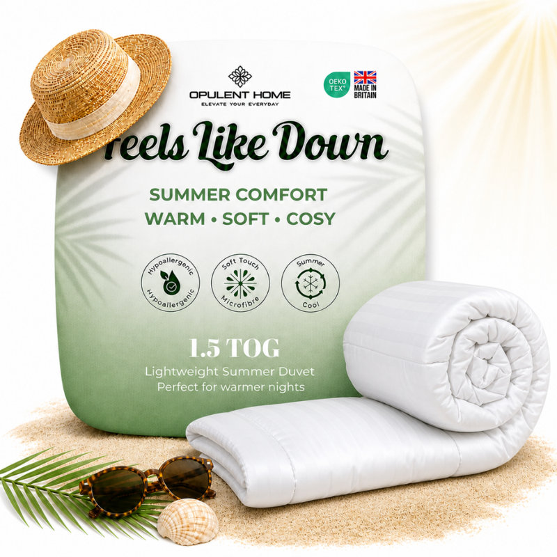 Opulent Home Premium Anti-Allergy Duvet Quilt 1.5 TOG - Lightweight Stripe Summer Comforter - Available Single /Double/King/Super King