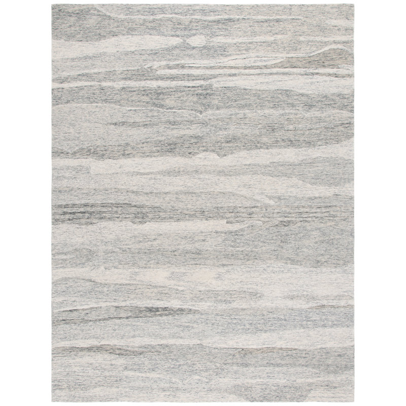 Houbler Ebony Hand Tufted Wool Pile Abstract Rug, Rectangle 8' x 10'