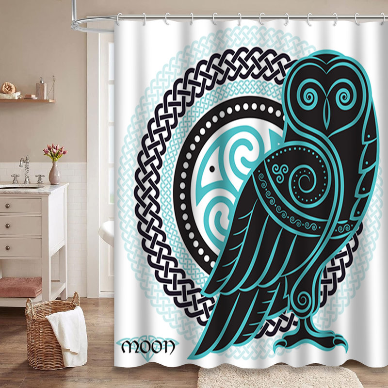 Rideau de douche Owl Celtic Moon, L 72 po x l 78 po