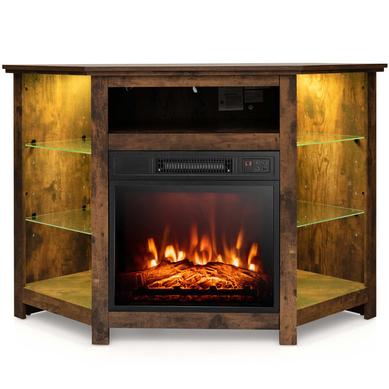 Berthamae Unfinished TV Stand for TVs up to 50" with Fireplace Included, Brown