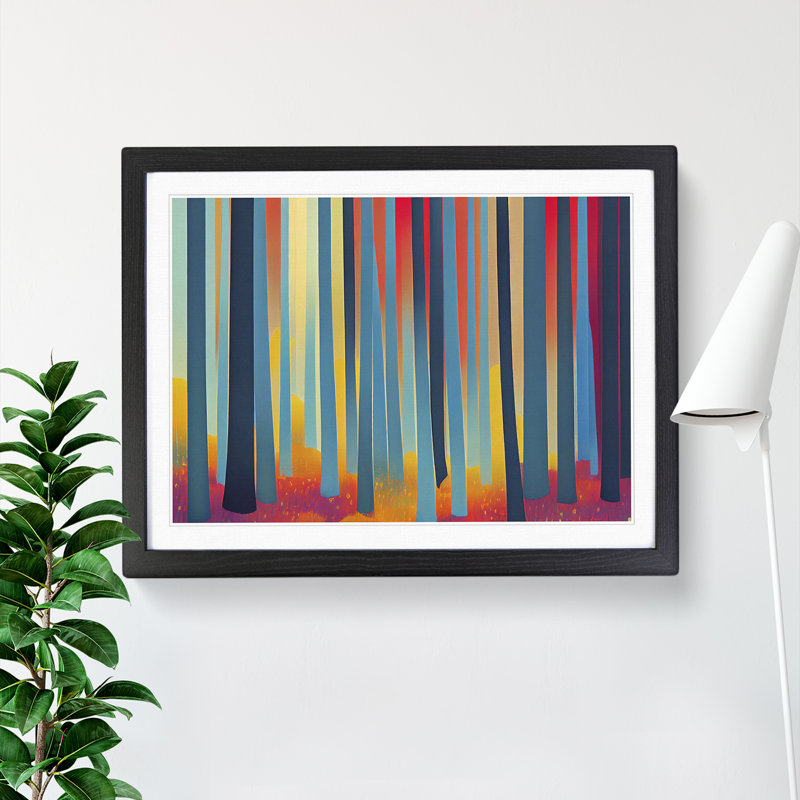 Abstract Forest Summer Vol.3 - Single Picture Frame Painting, 25cm H x 34cm W x 2cm D, Black